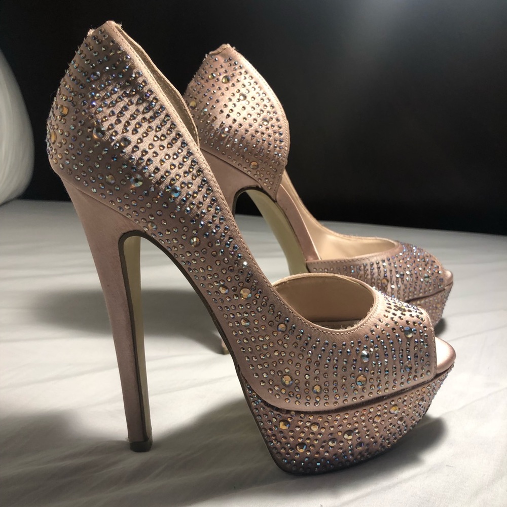 Satin Rhinestone high heels